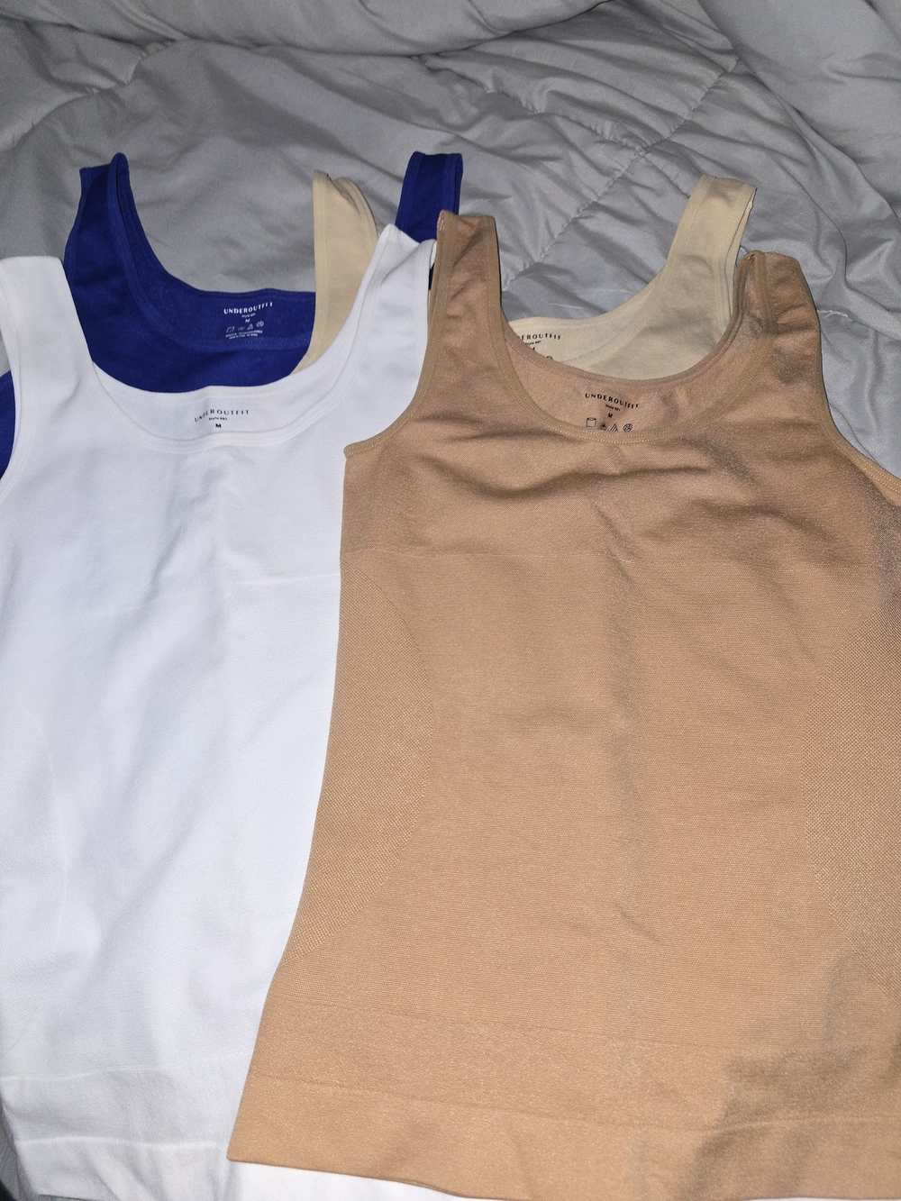 LOT OF 4 - UNDEROUTFIT - Tank Tops in Camel, White, Royal Blue, and Nude